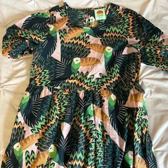 Farm Rio Pink Tucani Midi Dress - Picture 2 of 2